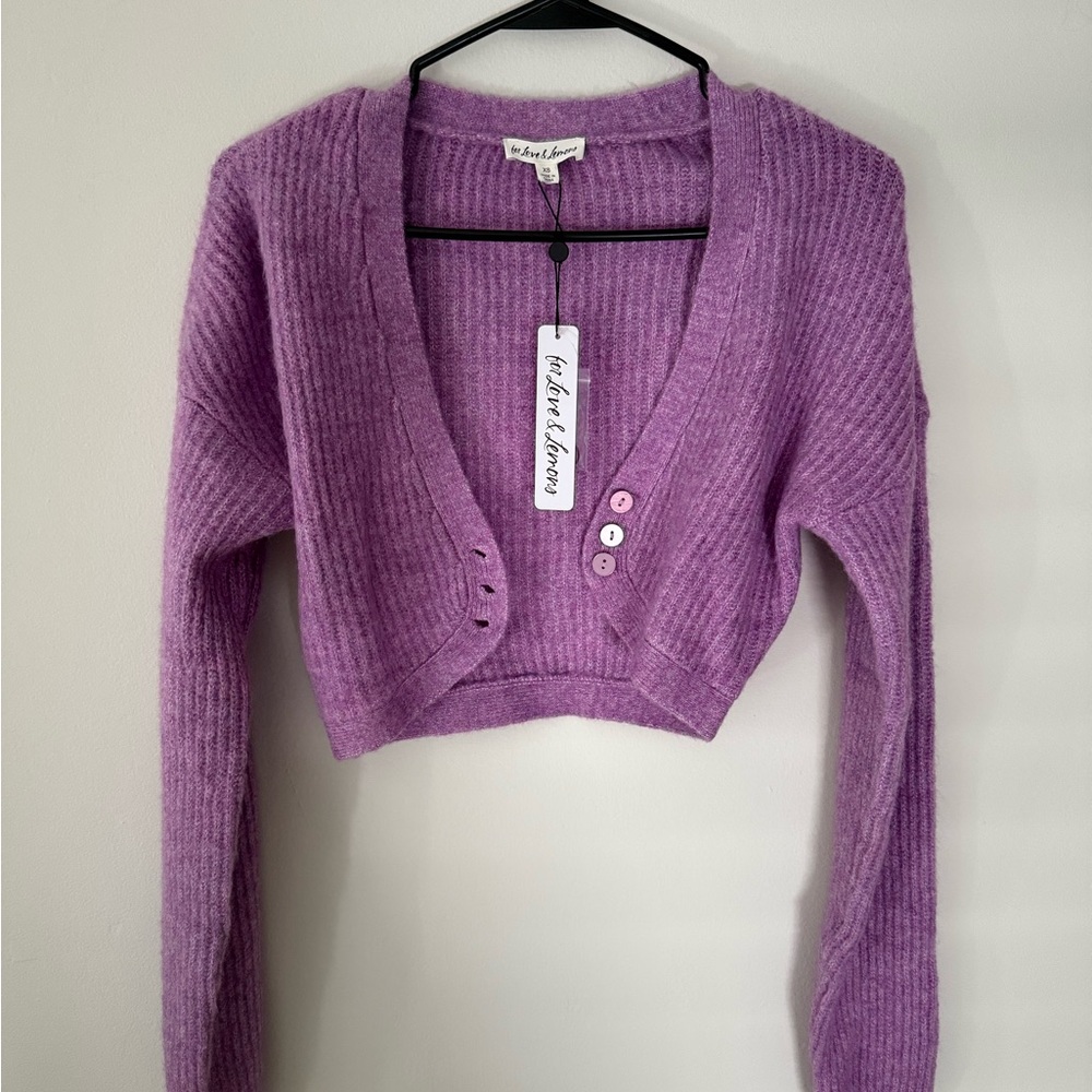 Purple Ribbed Cardigan - Picture 2 of 4